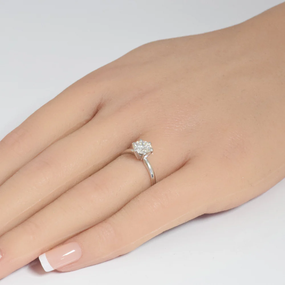 <span style="color:purple">SPECIAL!</span> 1.02ct GIA Certified 14K White Gold Round Diamond 6 Prong Set Solitaire Ring Size 6.5 - Image 2