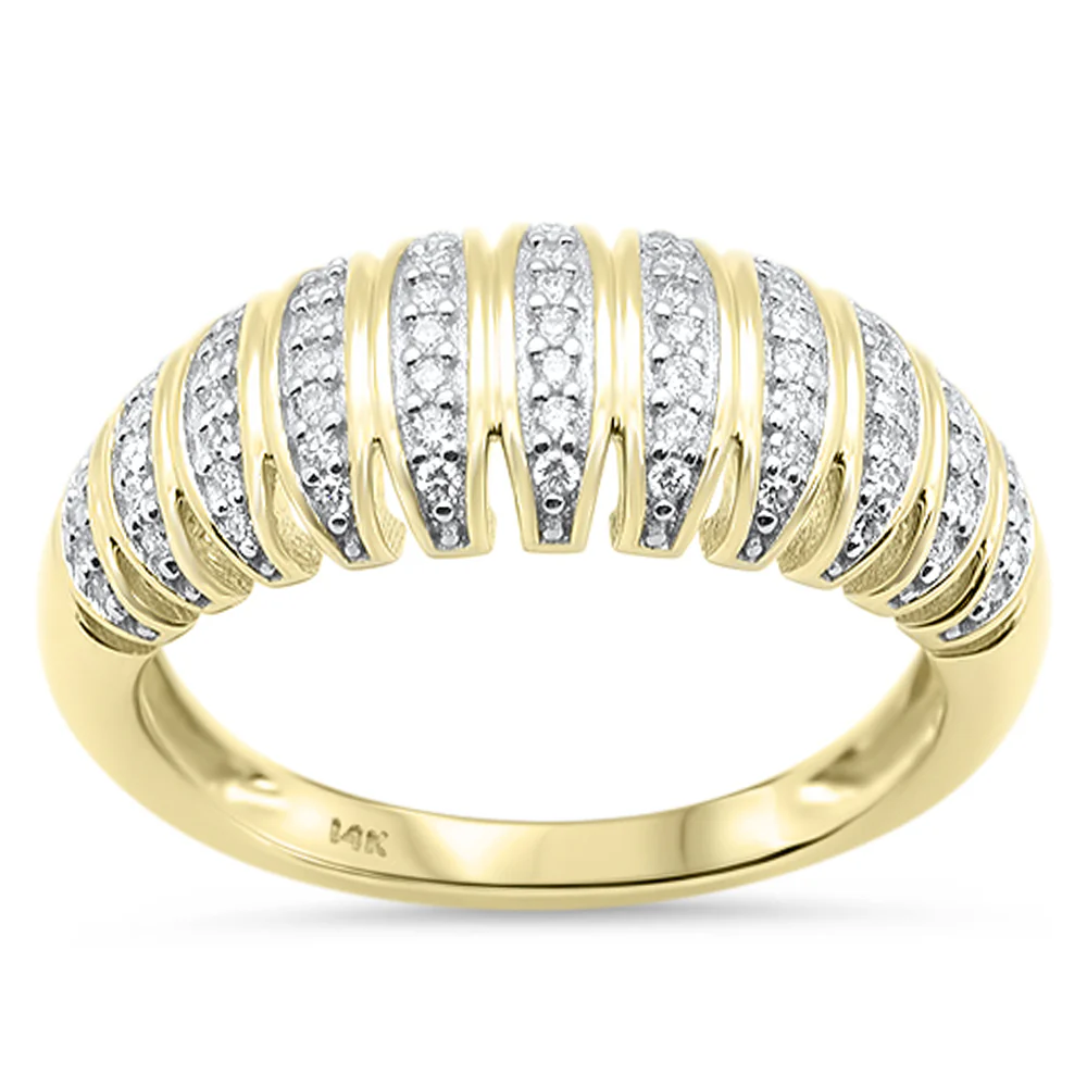 <span style="color:purple">SPECIAL!</span>.23ct G SI 14K Yellow Gold Dome Style Diamond Band Ring Size 6.5