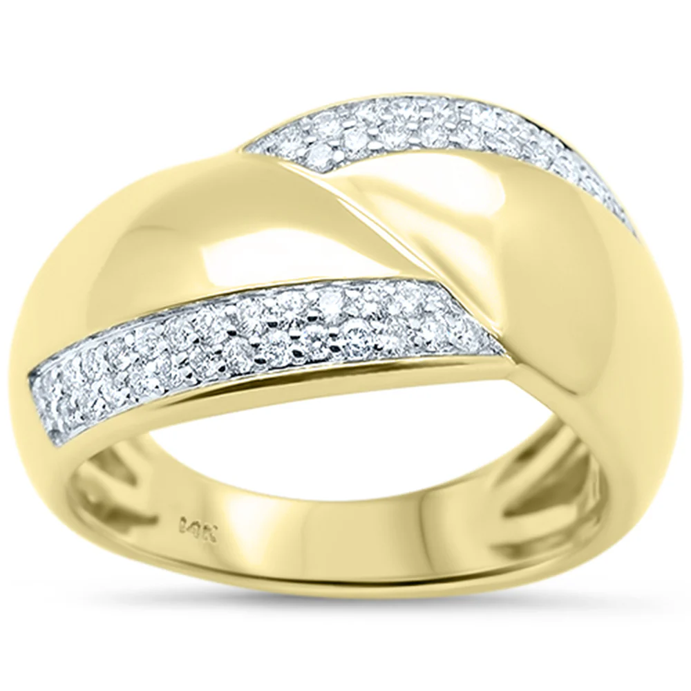 <span style="color:purple">SPECIAL!</span>.33ct G SI 14K Yellow Gold Diamond Dome Ring Size 6.5