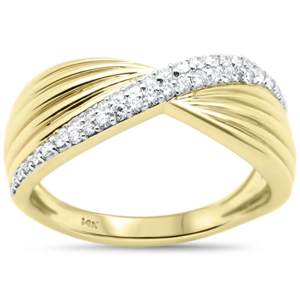<span style="color:purple">SPECIAL!</span>.26ct G SI 14K Yellow Gold Trendy Style Womens Diamond Ring Size 6.5