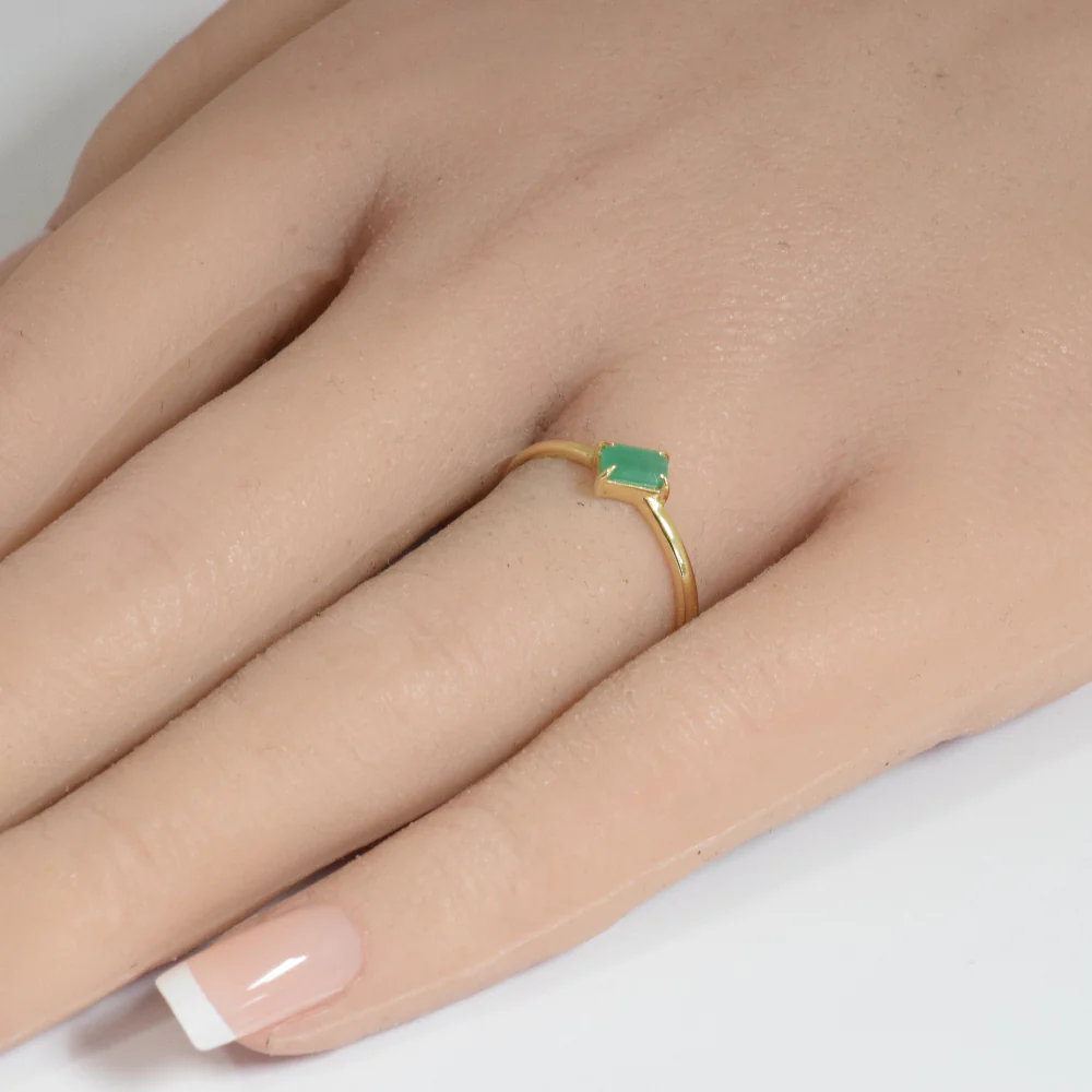 .26ct G SI 14K Yellow Gold Emerald Gemstone Solitaire Ring Size 6.5 - Image 2