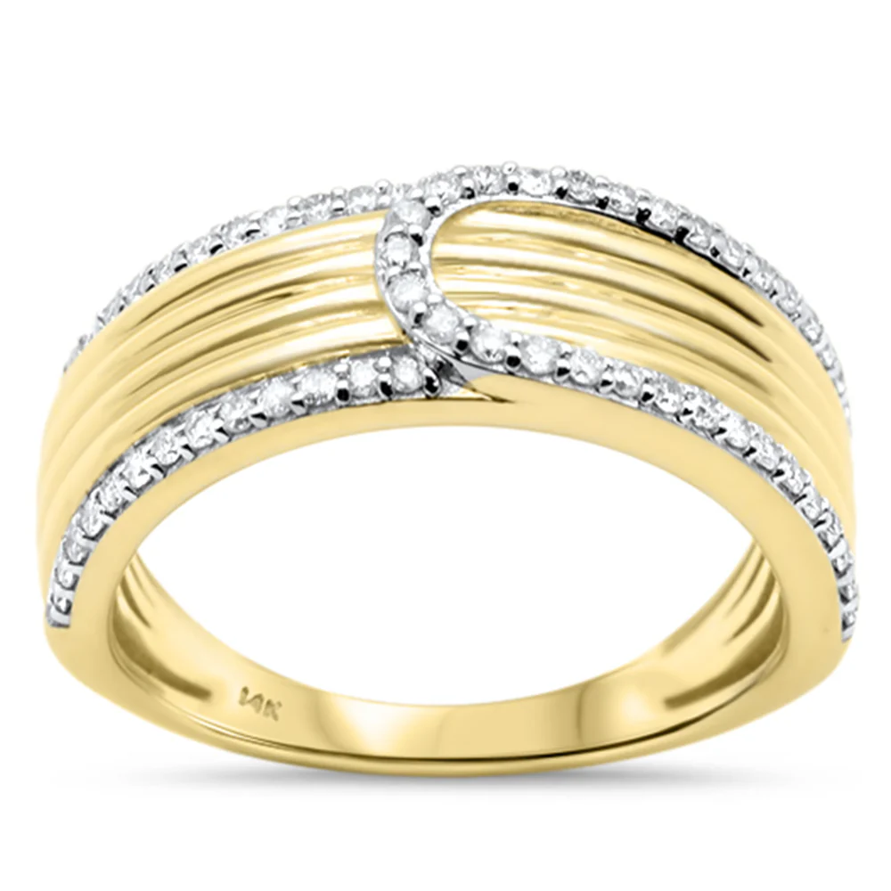 <span style="color:purple">SPECIAL!</span>.33ct G SI 14K Yellow Gold Trendy Style Womens Diamond Ring Size 6.5