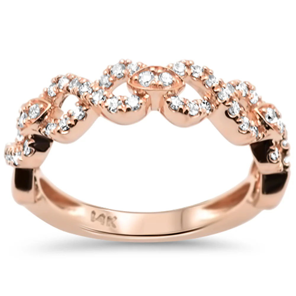 <span style="color:purple">SPECIAL!</span>.32ct G SI 14K Rose Gold Round Diamond Infinity Style Ring Band Size 6.5