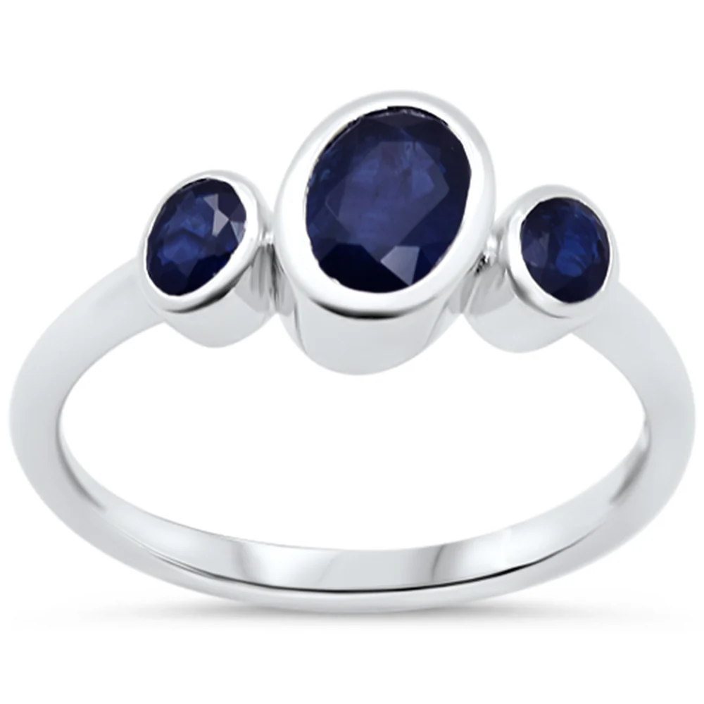 <span style="color:purple">SPECIAL!</span>1.56ct G SI 14KT White Gold Oval Shape Blue Sapphire Gemstone Ring Size 6.5