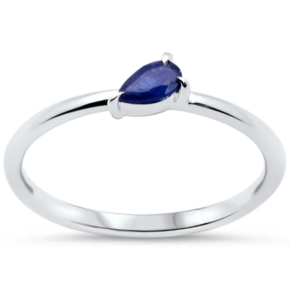 .22ct G SI 14KT White Gold Pear Shape Blue Sapphire Gemstone Solitaire Ring Size 6.5