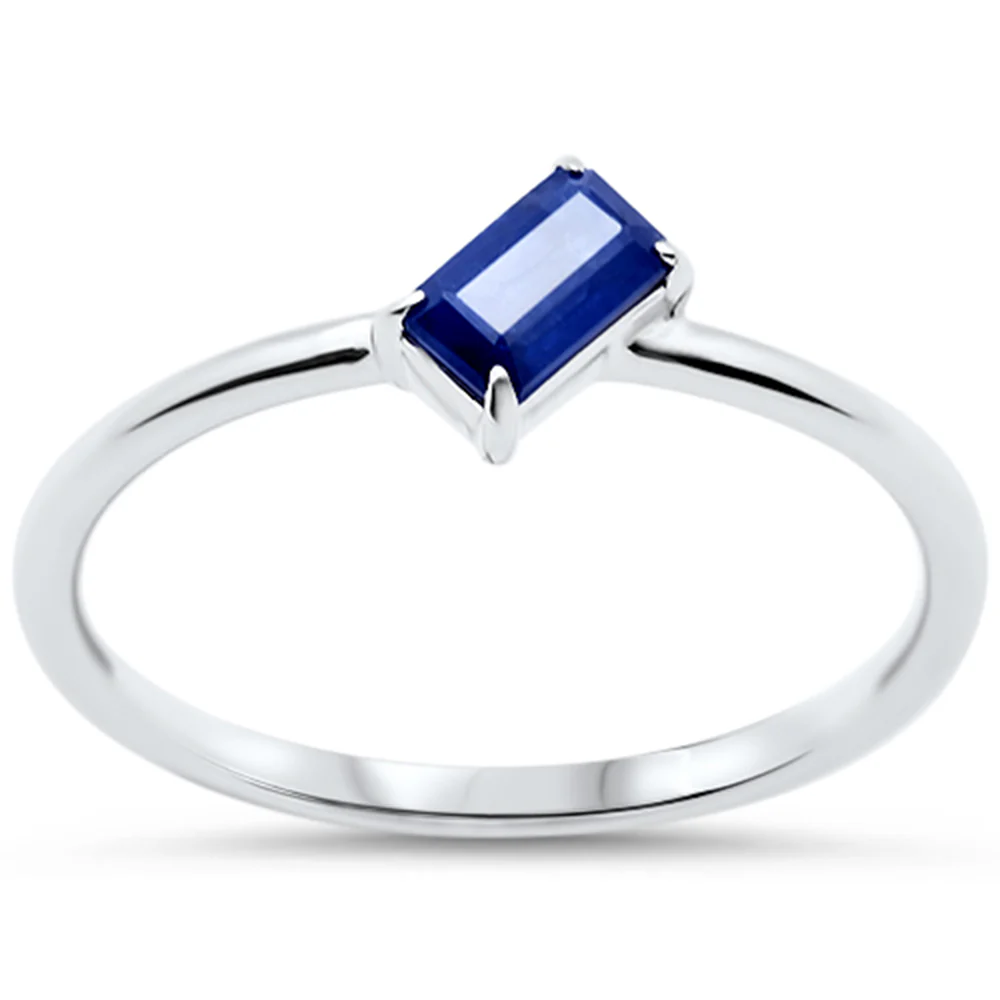 <span style="color:purple">SPECIAL!</span> .41ct G SI 14KT White Gold Blue Sapphire Gemstone Solitaire Ring Size 6.5
