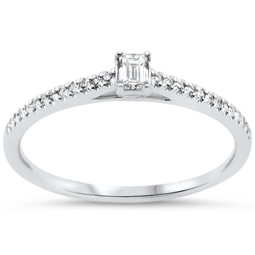 <span style="color:purple">SPECIAL!</span>.20ct G SI 14KT White Gold Emerald Cut Diamond Engagement Ring Size 7
