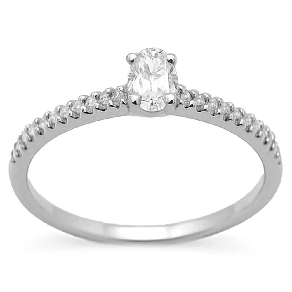 <span style="color:purple">SPECIAL!</span>.20ct G SI 14KT White Gold Oval Cut Diamond Engagement Ring Size 7