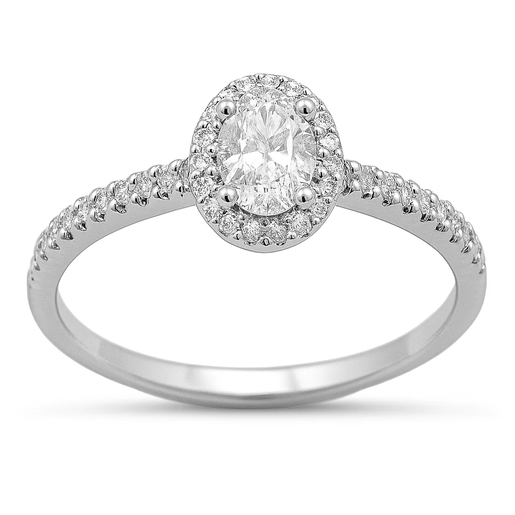 <span style="color:purple">SPECIAL!</span>.25ct G SI 14KT White Gold Oval Diamond Engagement Ring Size 7
