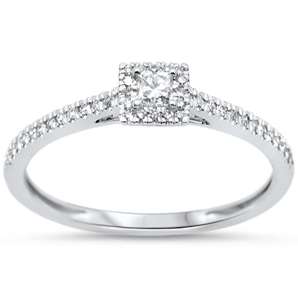 <span style="color:purple">SPECIAL!</span>.25ct G SI 14KT White Gold Princess Cut Diamond Engagement Ring Size 7