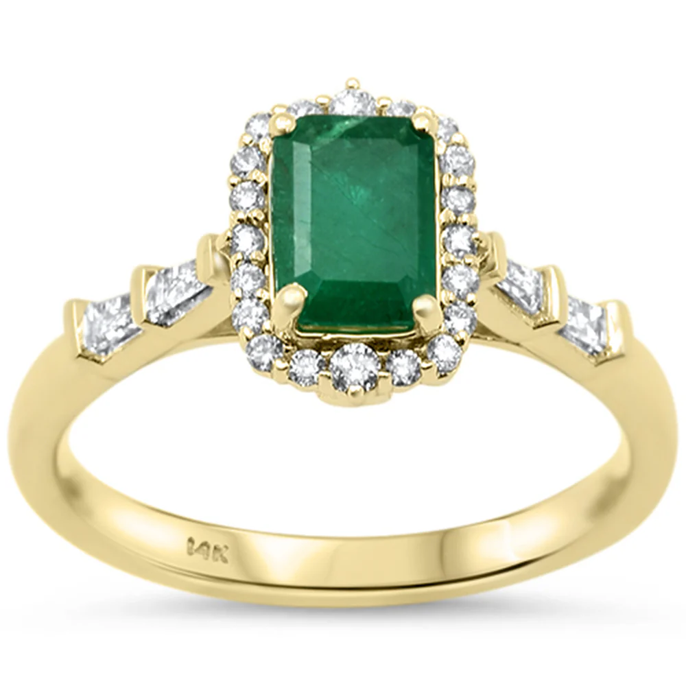 <span style="color:purple">SPECIAL!</span>.95ct G SI 14K Yellow Gold Diamond & Emerald Gemstone Ring Size 6.5
