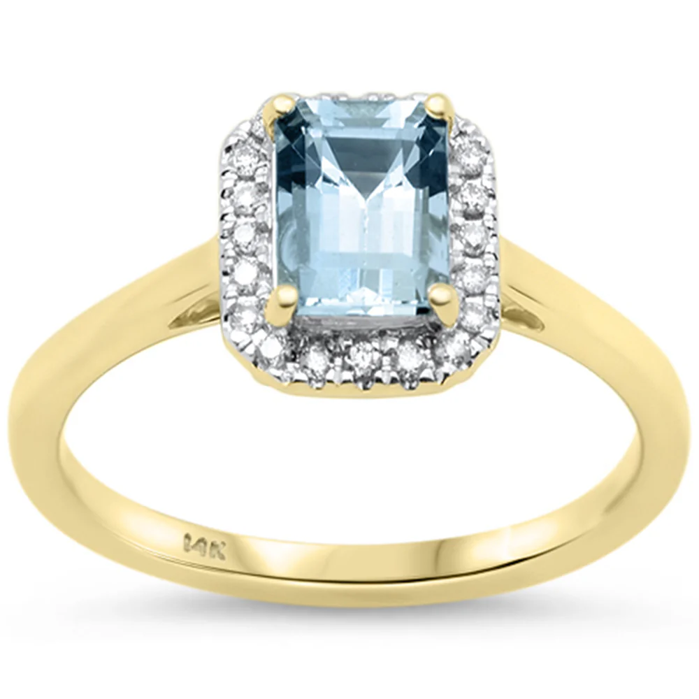 <span style="color:purple">SPECIAL!</span> 1.08ct G SI 14K Yellow Gold Aquamarine Gemstone & Diamond Ring Size 6.5