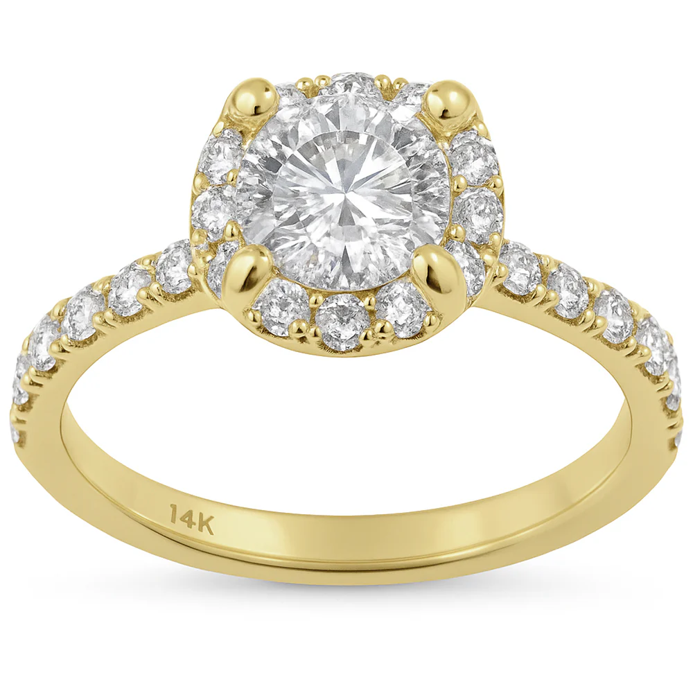 <span style="color:purple">SPECIAL!</span> 1.72ct G SI 14K Yellow Gold Diamond & Round Cut Engagement Ring Size 6.5