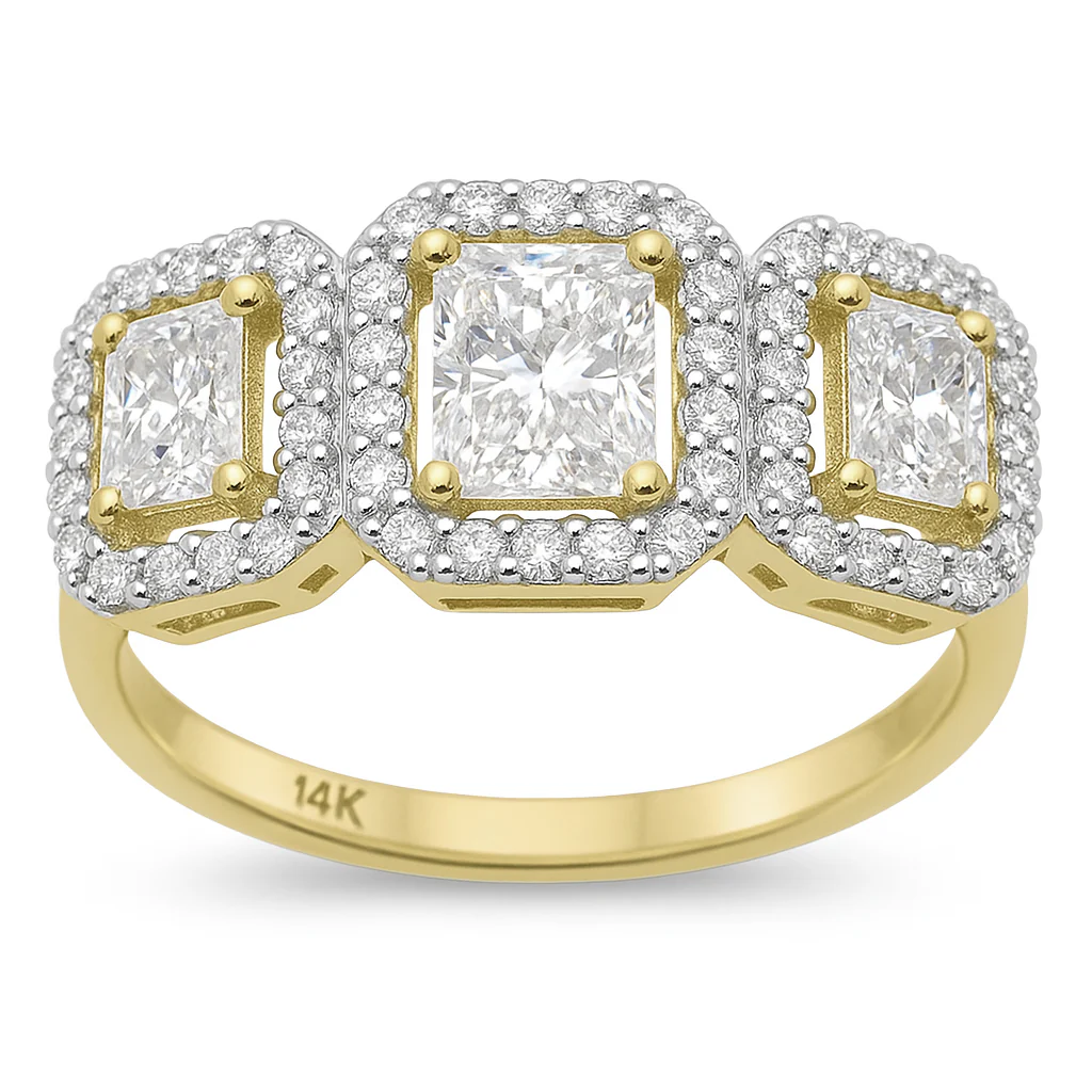 <span style="color:purple">SPECIAL!</span> 2.04ct G SI 14K Yellow Gold Diamond Radiant Cut Engagement Ring Size 6.5