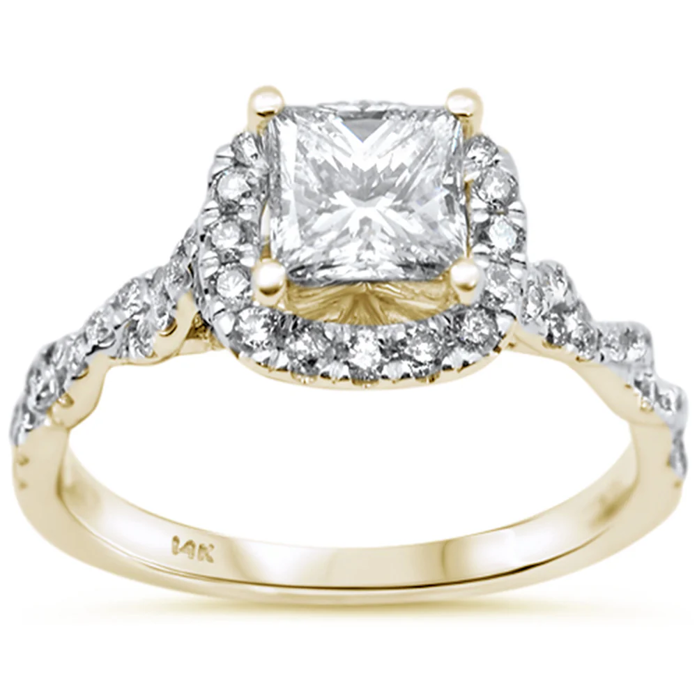 <span style="color:purple">SPECIAL!</span> 1.53ct G SI 14K Yellow Gold Diamond Princess Cut Engagement Ring Size 6.5