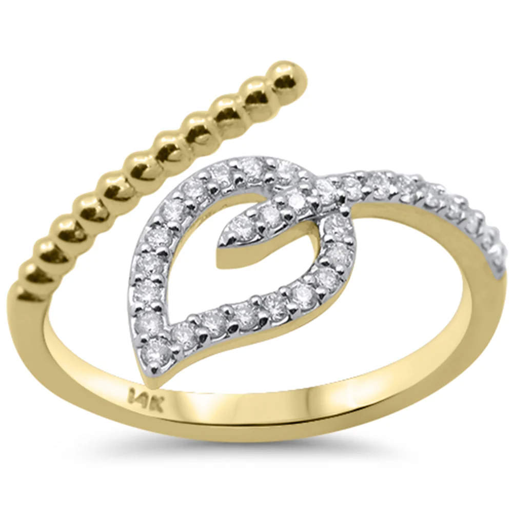 <span style="color:purple">SPECIAL!</span> .20ct G SI 14K Yellow Gold Diamond Leaf Wrap Around Band Ring Size 6.5