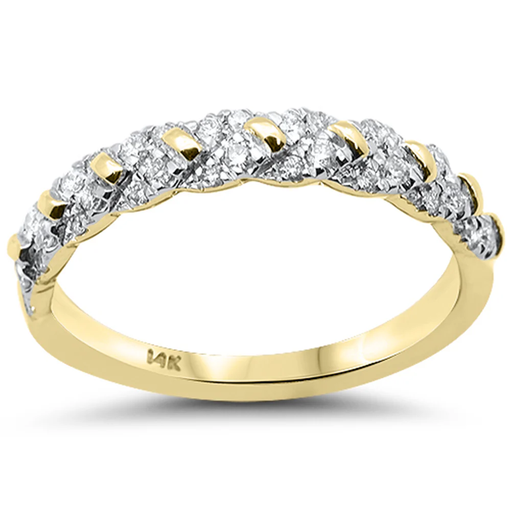<span style="color:purple">SPECIAL!</span> .24ct G SI 14K Yellow Gold Diamond Fashion Braided Band Ring Size 6.5