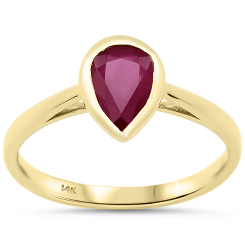 <span style="color:purple">SPECIAL!</span> 1.34ct G SI 14K Yellow Gold Bezel Set Ruby Gemstone Ring Size 6.5