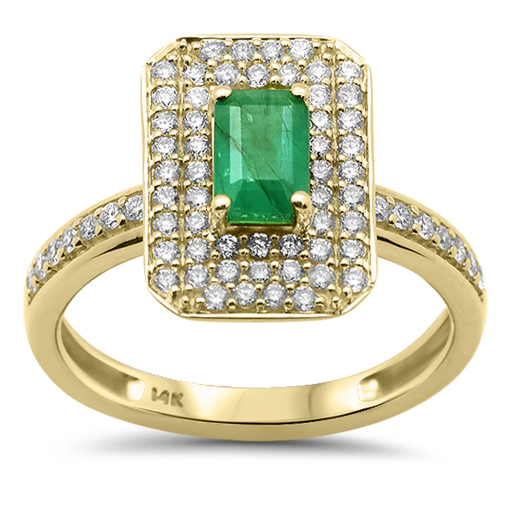 <span style="color:purple">SPECIAL!</span> 1.15ct G SI 14K Yellow Gold Emerald Gemstone & Diamond Ring Size 6.5