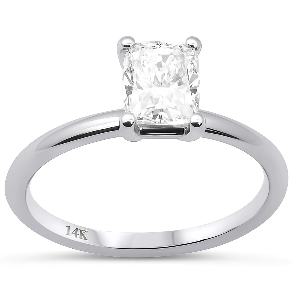 <span style="color:purple">SPECIAL!</span> 1.00ct G SI 14K White Gold Diamond Cushion Cut Diamond Engagement Solitaire Ring Size 6.5