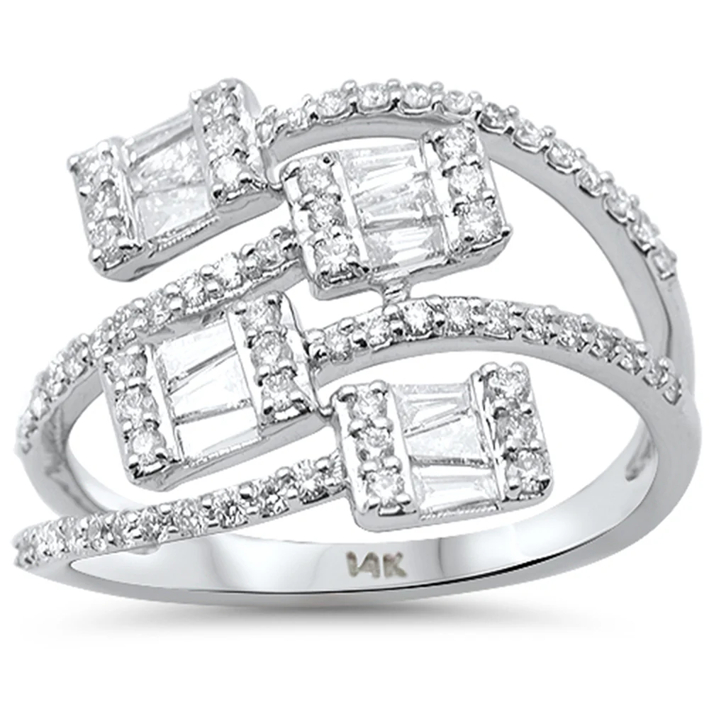 <span style="color:purple">SPECIAL!</span> .67ct G SI 14K White Gold Round & Baguette Diamond Band Ring Size 6.5
