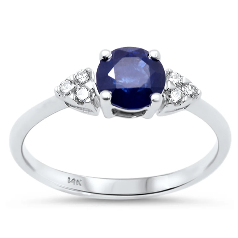 <span style="color:purple">SPECIAL!</span> 1.02ct Gemstones G SI 14K White Gold Diamond & Blue Sapphire Gemstone Ring Size 6.5