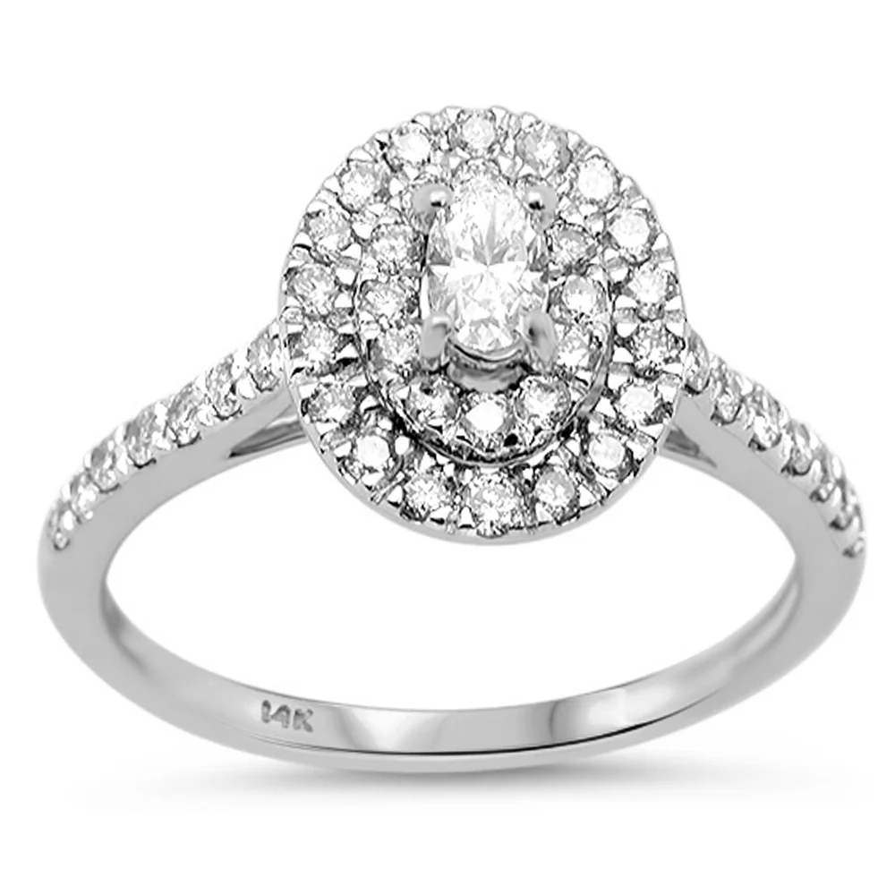 <span style="color:purple">SPECIAL!</span> .76ct G SI 14K White Gold Diamond Oval Shape Diamond Engagment Ring Size 6.5