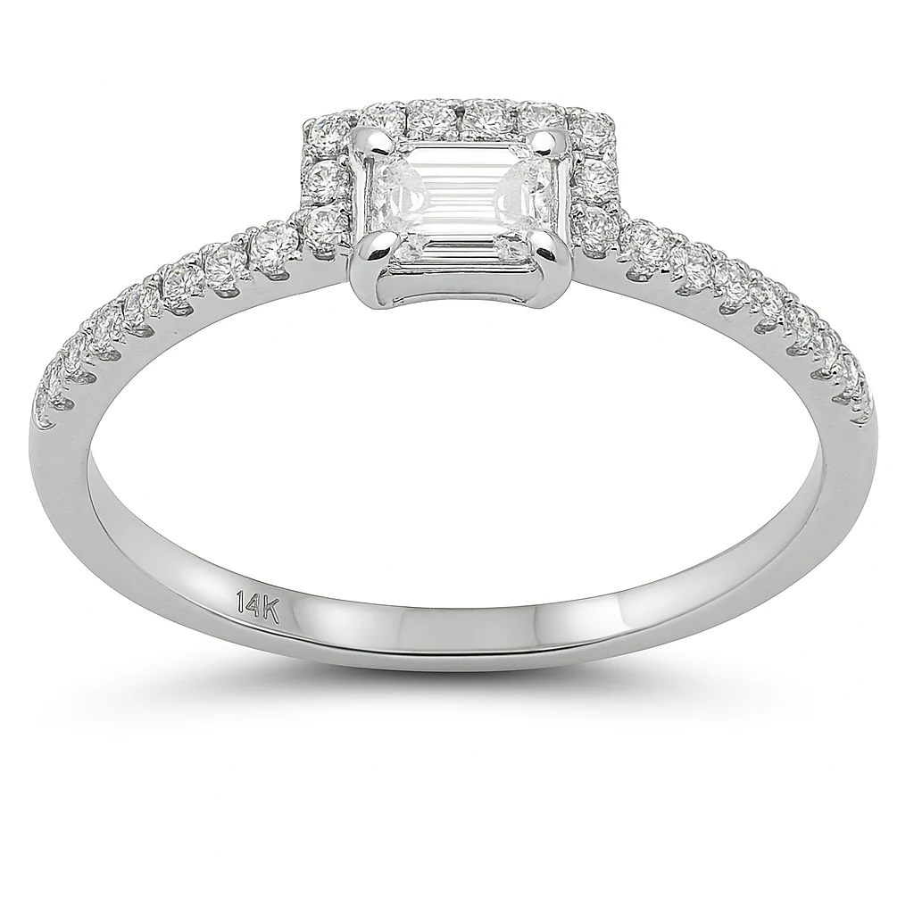 <span style="color:purple">SPECIAL!</span> .42ct G SI 14K White Gold  Emerald Cut Diamond Band Ring Size 6.5