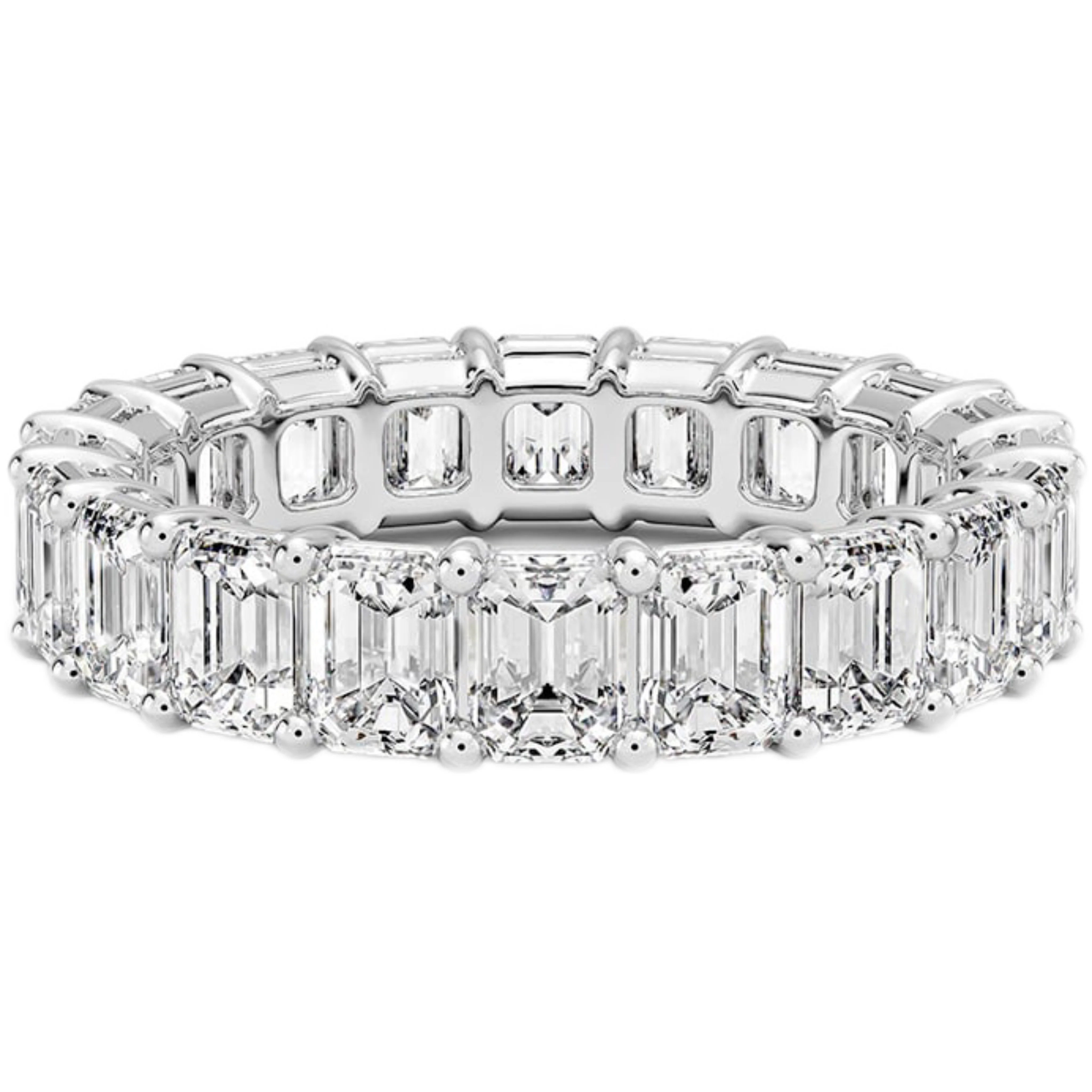 <span style="color:purple">SPECIAL!</span> 4.30ct G SI 14K White Gold Emerald Cut Diamond Eternity Ring Size 6.5
