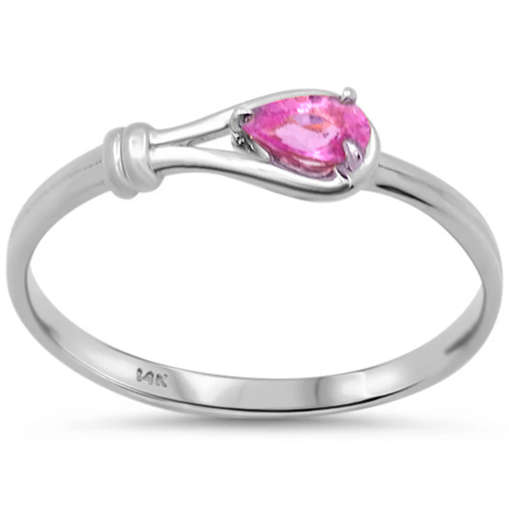 .26ct 14K White Gold Pink Sapphire Gemstone Band Ring Size 6.5