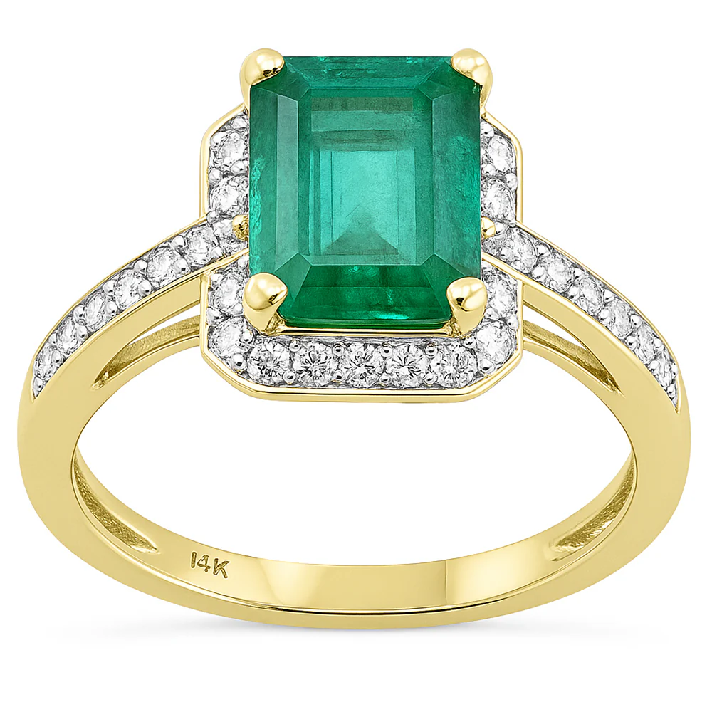 <span style="color:purple">SPECIAL!</span> 2.55ct G SI 14K Yellow Gold Diamond & Emerald Gemstone Ring Size 6.5