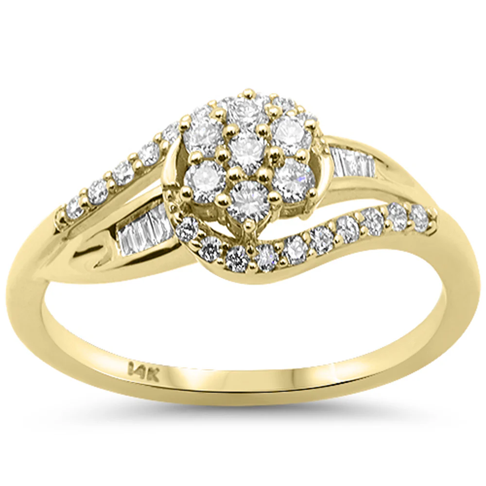 <span style="color:purple">SPECIAL!</span> .34ct G SI 14kt Yellow Gold Round & Baguette Diamond Ring Size 6.5
