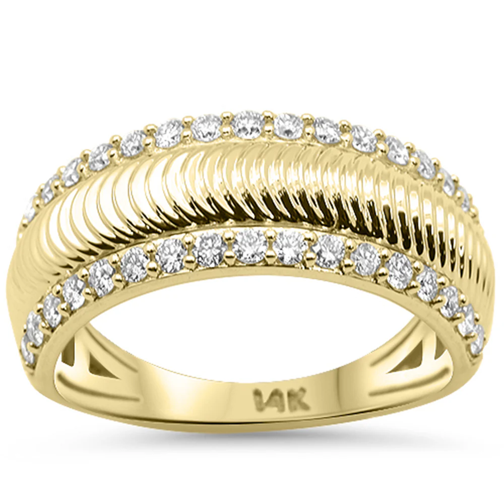 <span style="color:purple">SPECIAL!</span> .49ct G SI 14kt Yellow Gold Modern Trendy Round Diamond Band Ring Size 6.5