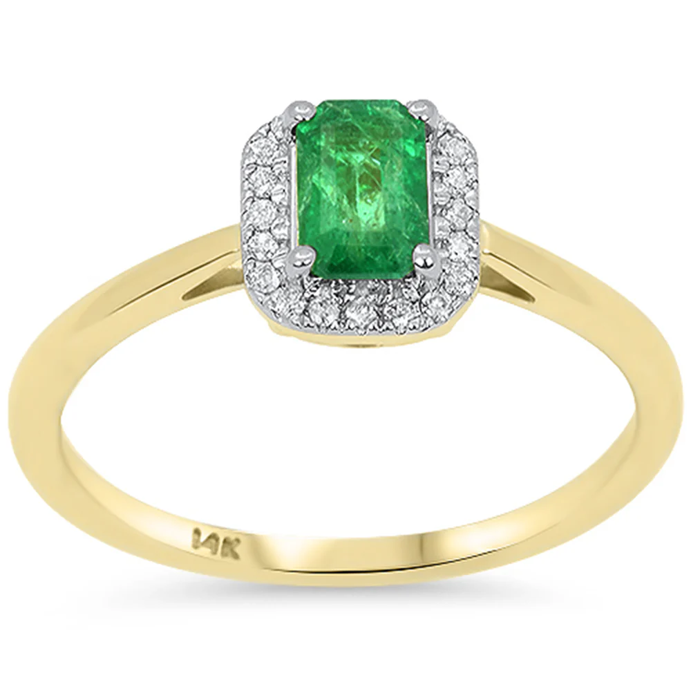<span style="color:purple">SPECIAL!</span> .52ct G SI 14kt Yellow Gold Diamond & Emerald Gemstone Ring Size 6.5