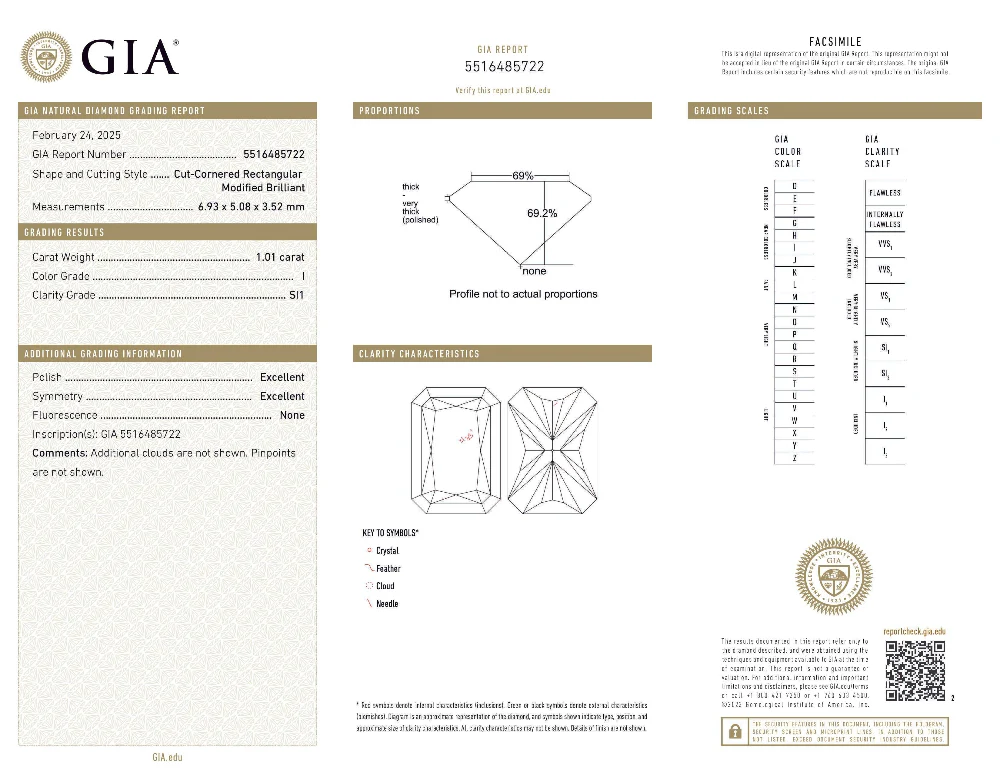 <span style="color:purple">SPECIAL!</span> 1.01ct I-SI1 GIA CERTIFIED 14K White Gold Radiant Cut Diamond Solitaire Ring Band Size 7 - Image 4