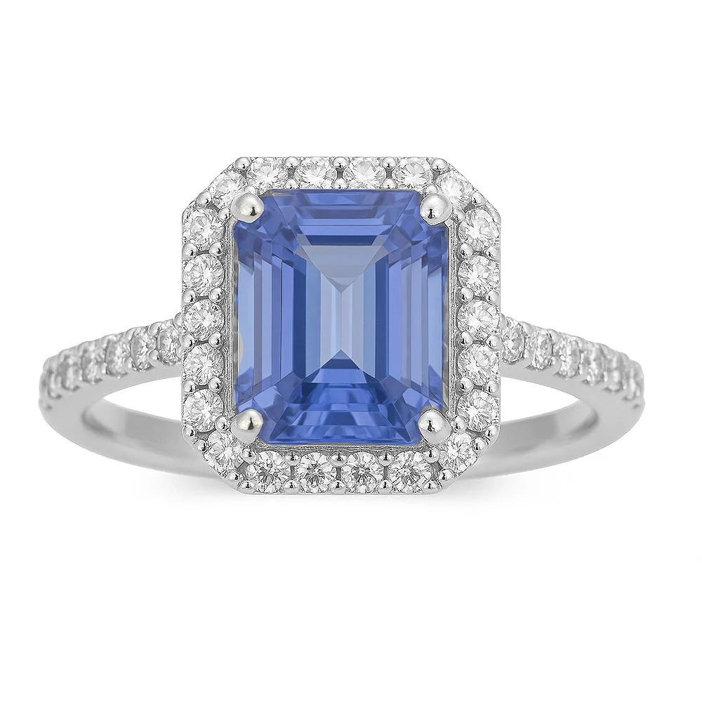 <span style="color:purple">SPECIAL!</span> 1.89ct G SI 14K White Gold Diamond & Tanzanite Gemstone Ring Size 6.5