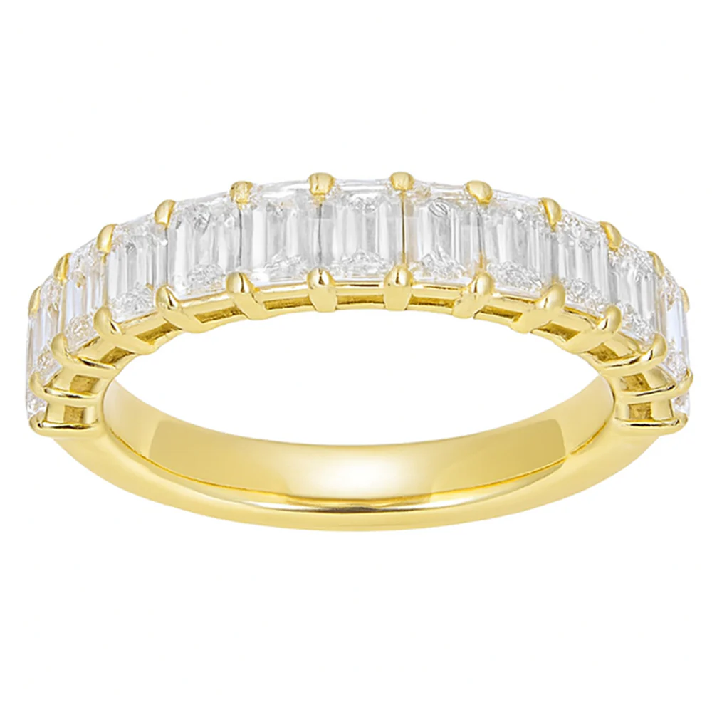 <span style="color:purple">SPECIAL!</span> 1.71ct G SI 14kt Yellow Gold Emerald Cut Diamond Half Eternity Band Ring Size 6.5