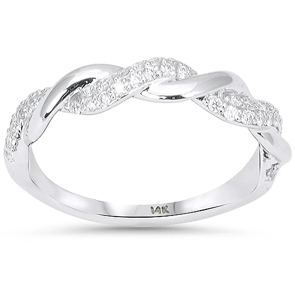 <span>DIAMOND CLOSEOUT! </span> .24ct G SI 14kt White Gold Diamond Infinity Twisted B& Ring Size 6.5