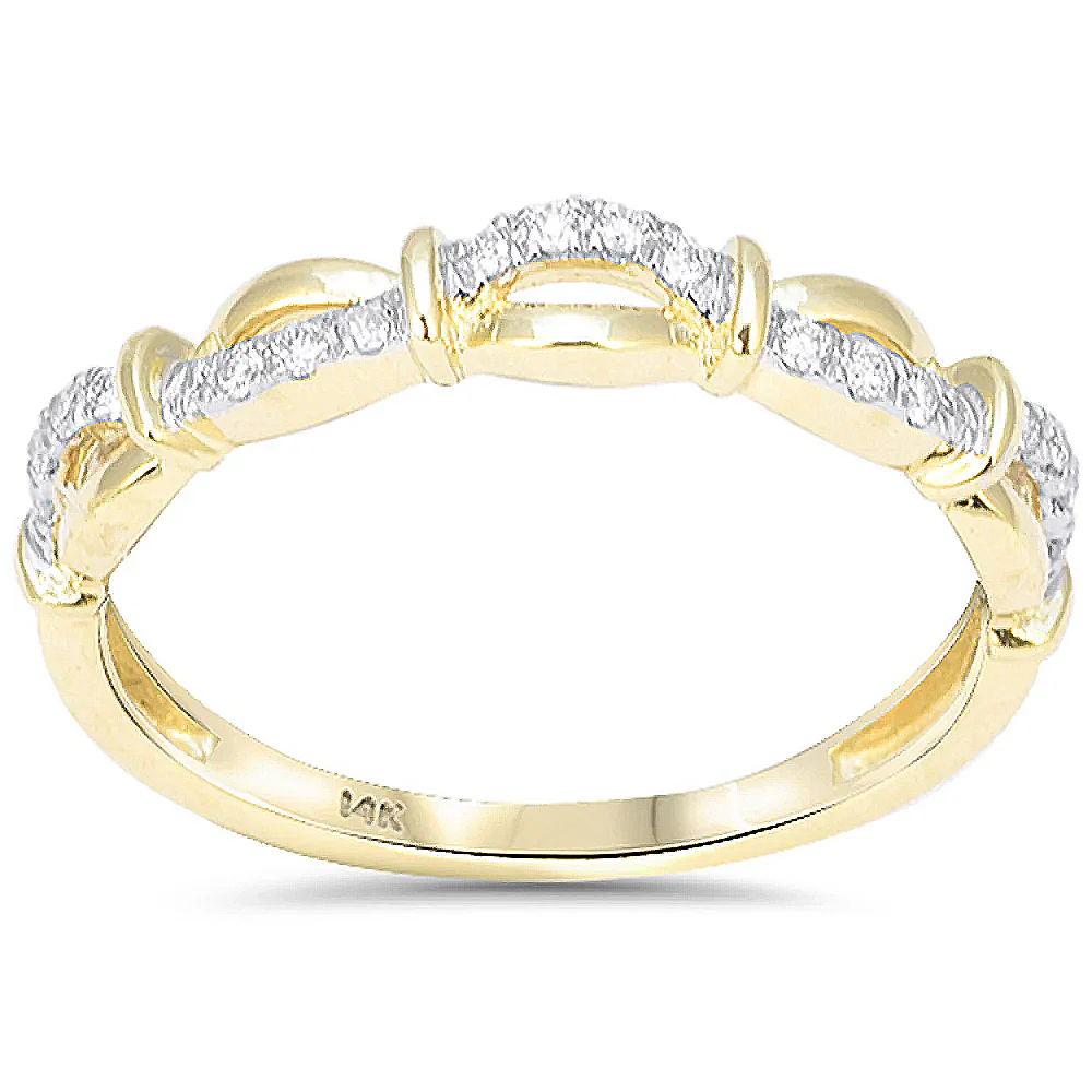 <span style="color:purple">SPECIAL!</span> .12ct G SI 14kt Yellow Gold Round Diamond Infinity Twisted Band Ring Size 6.5