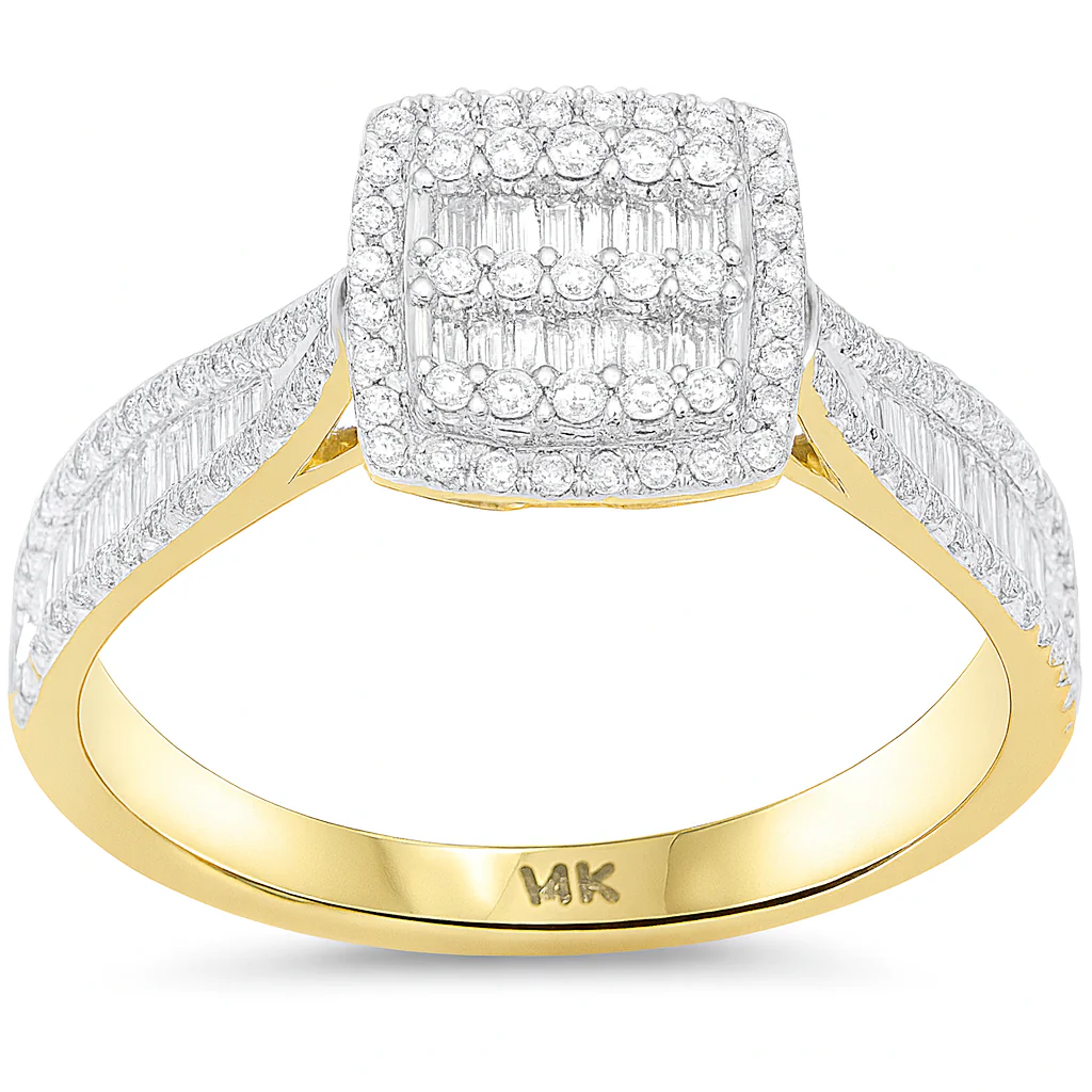 <span style="color:purple">SPECIAL!</span> .58ct G SI 14kt Yellow Gold Square Shape Diamond Modern Ring Size 6.5