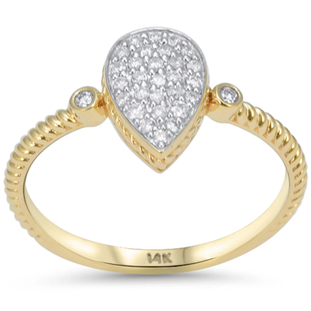 <span style="color:purple">SPECIAL!</span> .16ct G SI 14kt Yellow Gold Pear Shape Diamond Band Ring Size 6.5