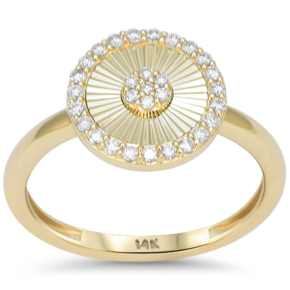 <span style="color:purple">SPECIAL!</span> .20ct G SI 14kt Yellow Gold Round Diamond Disc Medallion Ring Size 6.5