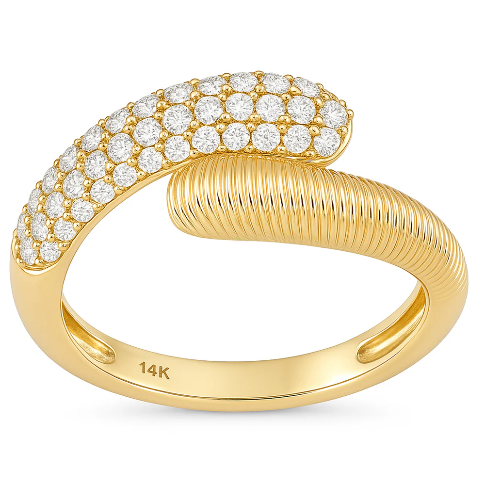 <span style="color:purple">SPECIAL!</span> .50ct G SI 14kt Yellow Gold Diamond Wrap Around Modern Ring Size 6.5