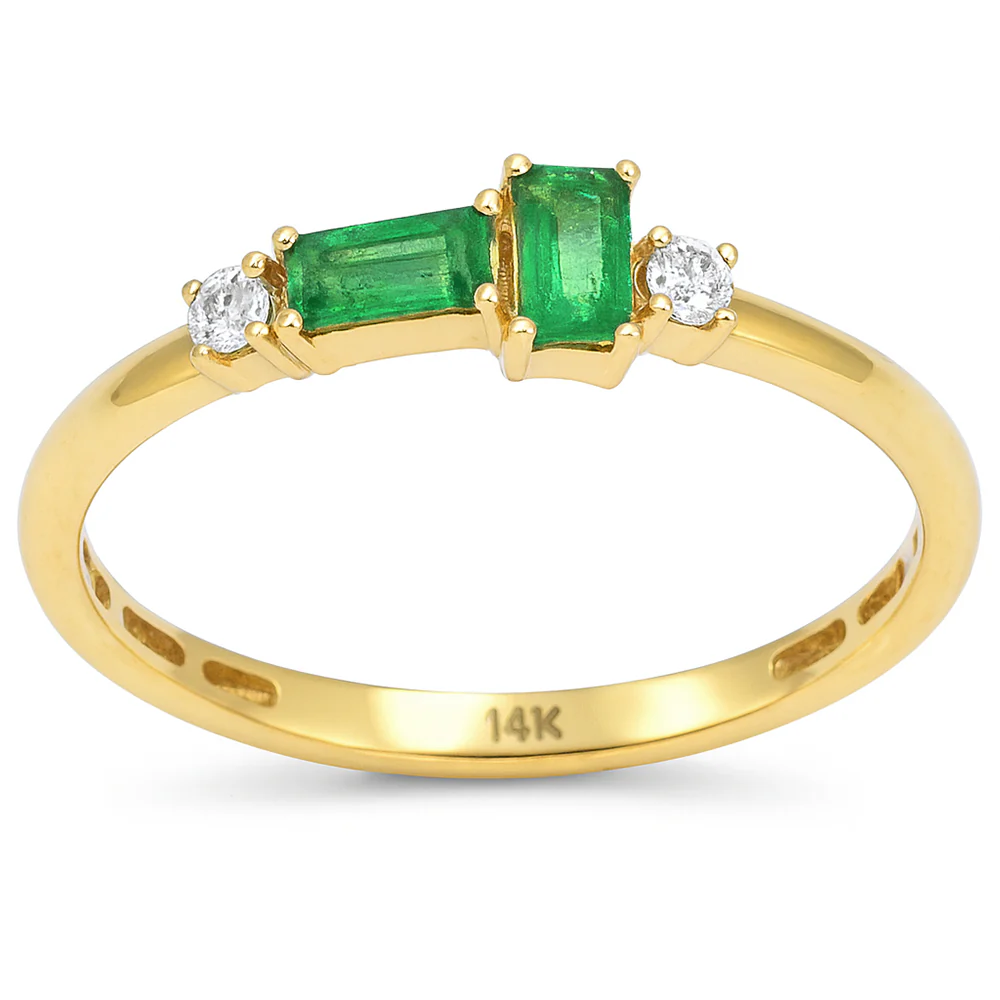 <span style="color:purple">SPECIAL!</span> .41ct G SI 14kt Yellow Gold Diamond & Emerald Gemstone Ring Size 6.5