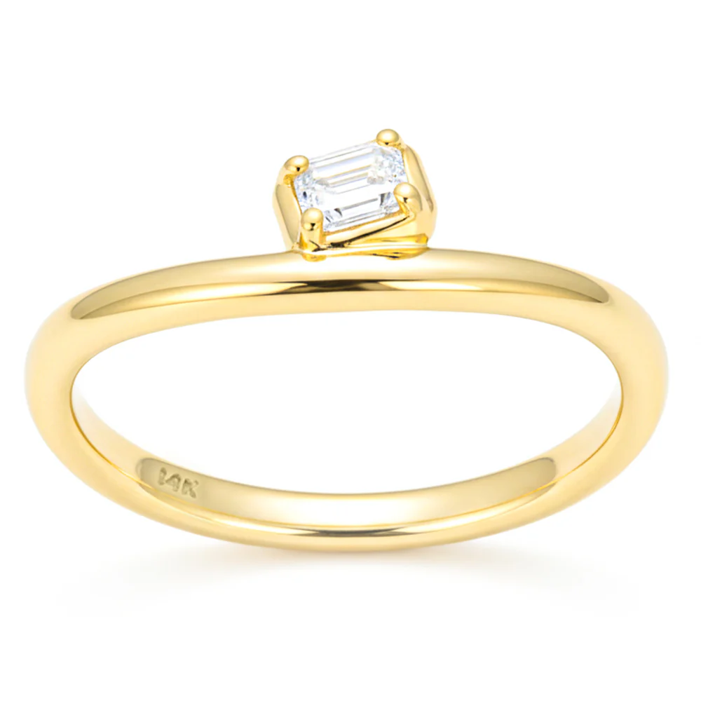 <span style="color:purple">SPECIAL!</span> .15ct G SI 14kt Yellow Gold Emerald Cut Diamond Ring Size 6.5