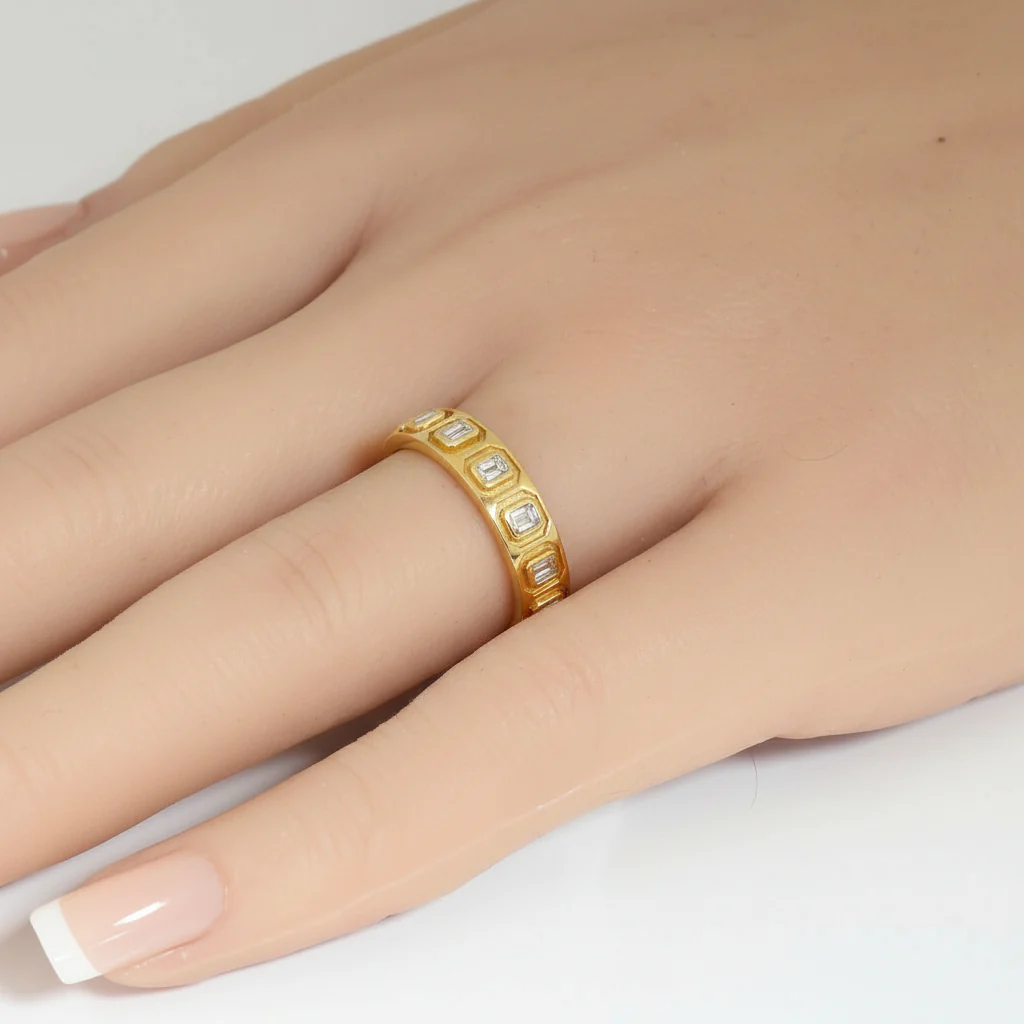 <span style="color:purple">SPECIAL!</span> .73ct G SI 14kt Yellow Gold Diamond Bezel Set Band Ring Size 6.5 - Image 2