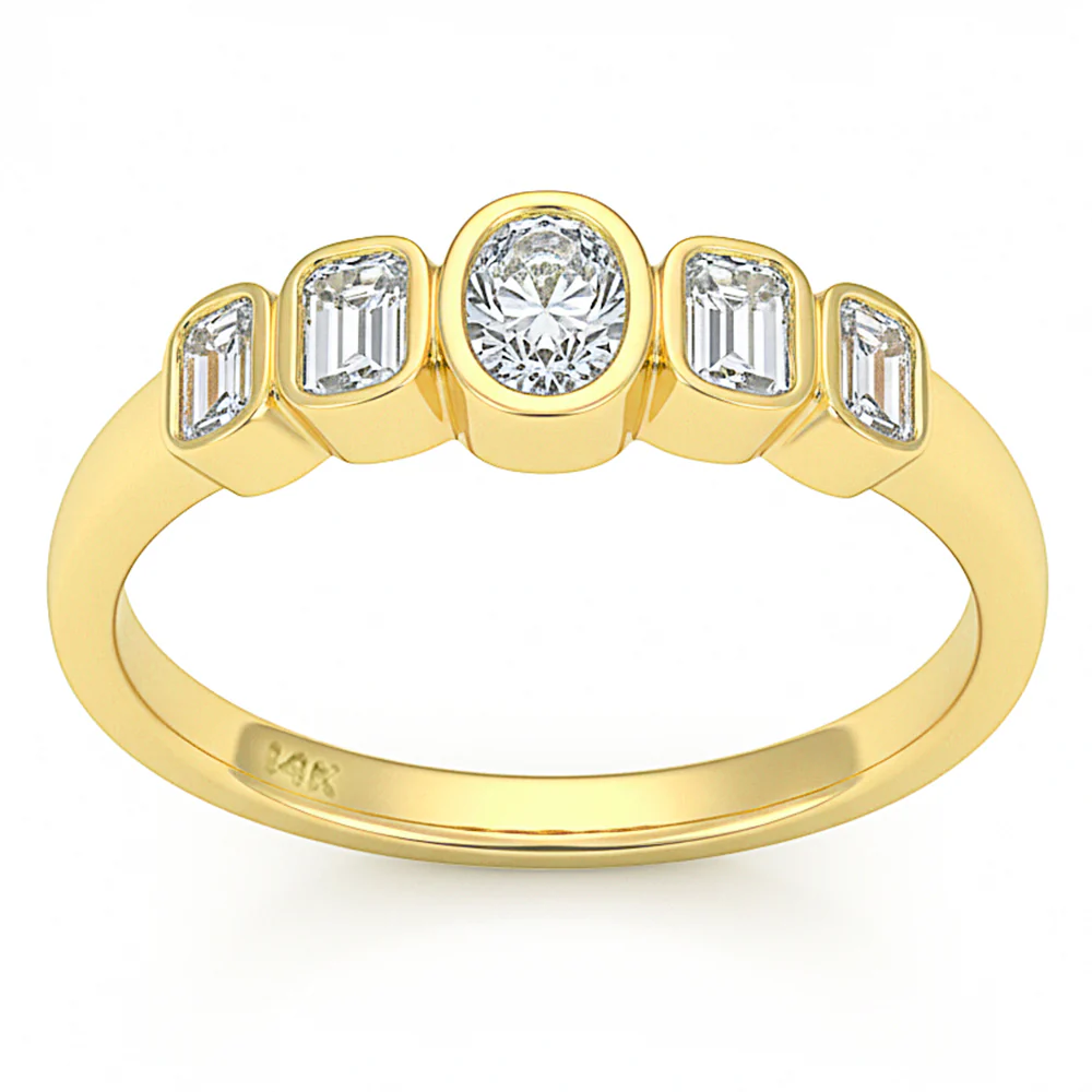 <span style="color:purple">SPECIAL!</span> .66ct G SI 14kt Yellow Gold Diamond Bezel Set Band Ring Size 6.5