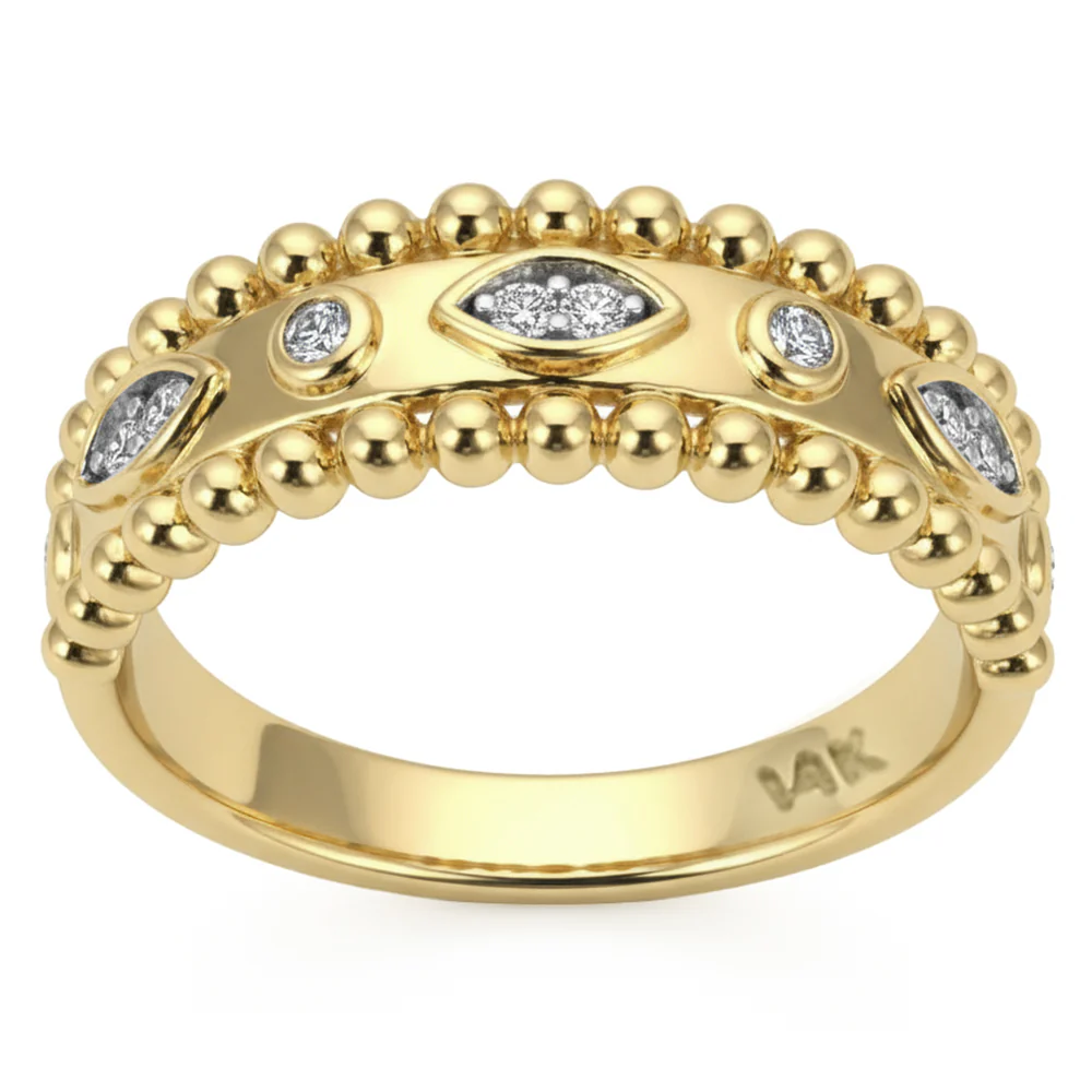 <span style="color:purple">SPECIAL!</span> .11ct G SI 14kt Yellow Gold Diamond Band Ring Size 6.5