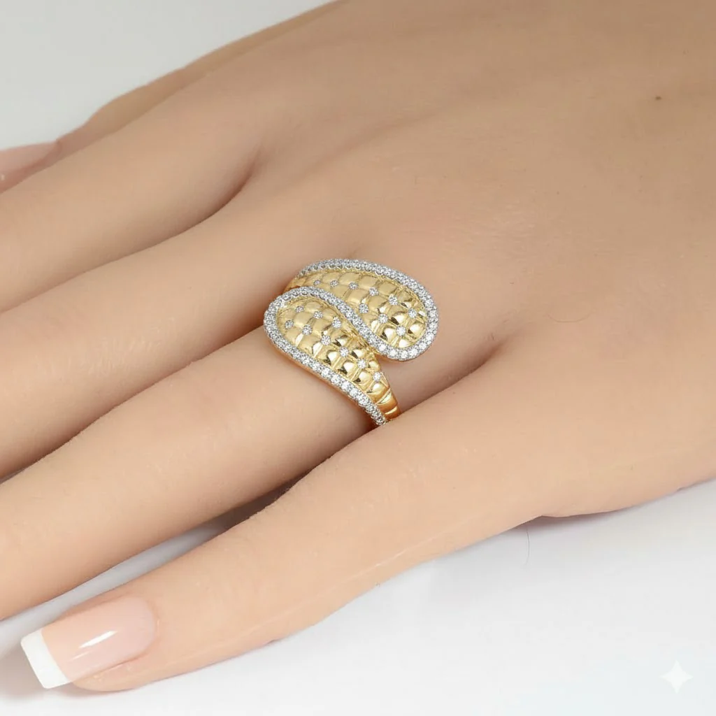 <span style="color:purple">SPECIAL!</span> .34ct G SI 14kt Yellow Gold Diamond Wrap Ring Size 6.5 - Image 2