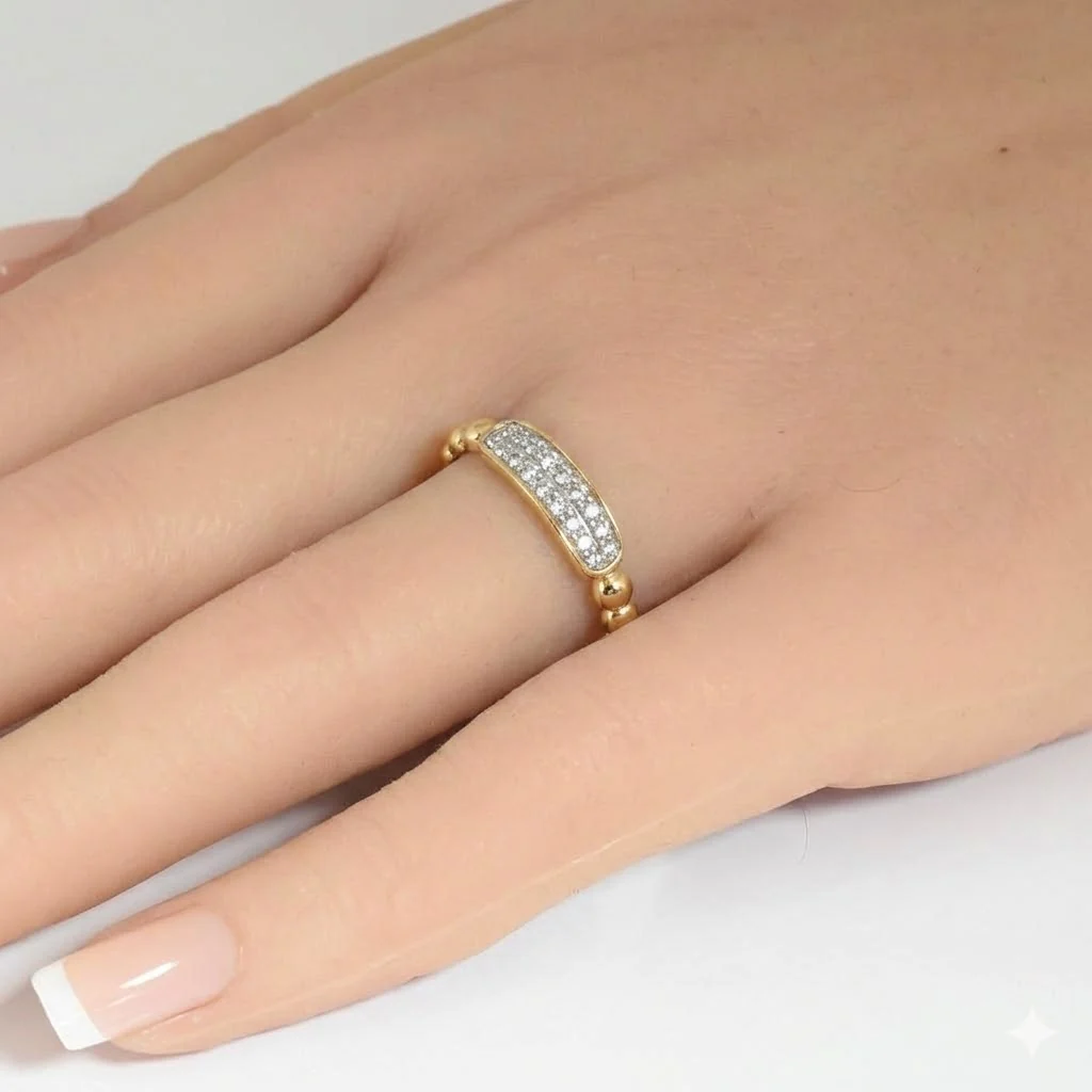 <span style="color:purple">SPECIAL!</span> .14ct G SI 14kt Yellow Gold Round Diamond Modern Band Ring Size 6.5 - Image 2